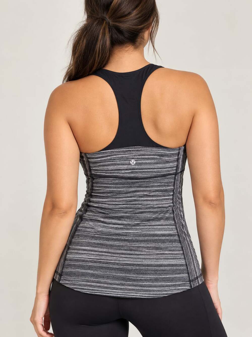Lululemon Push Your Limits Tank Size 6 Black Gray Stripe Athletic